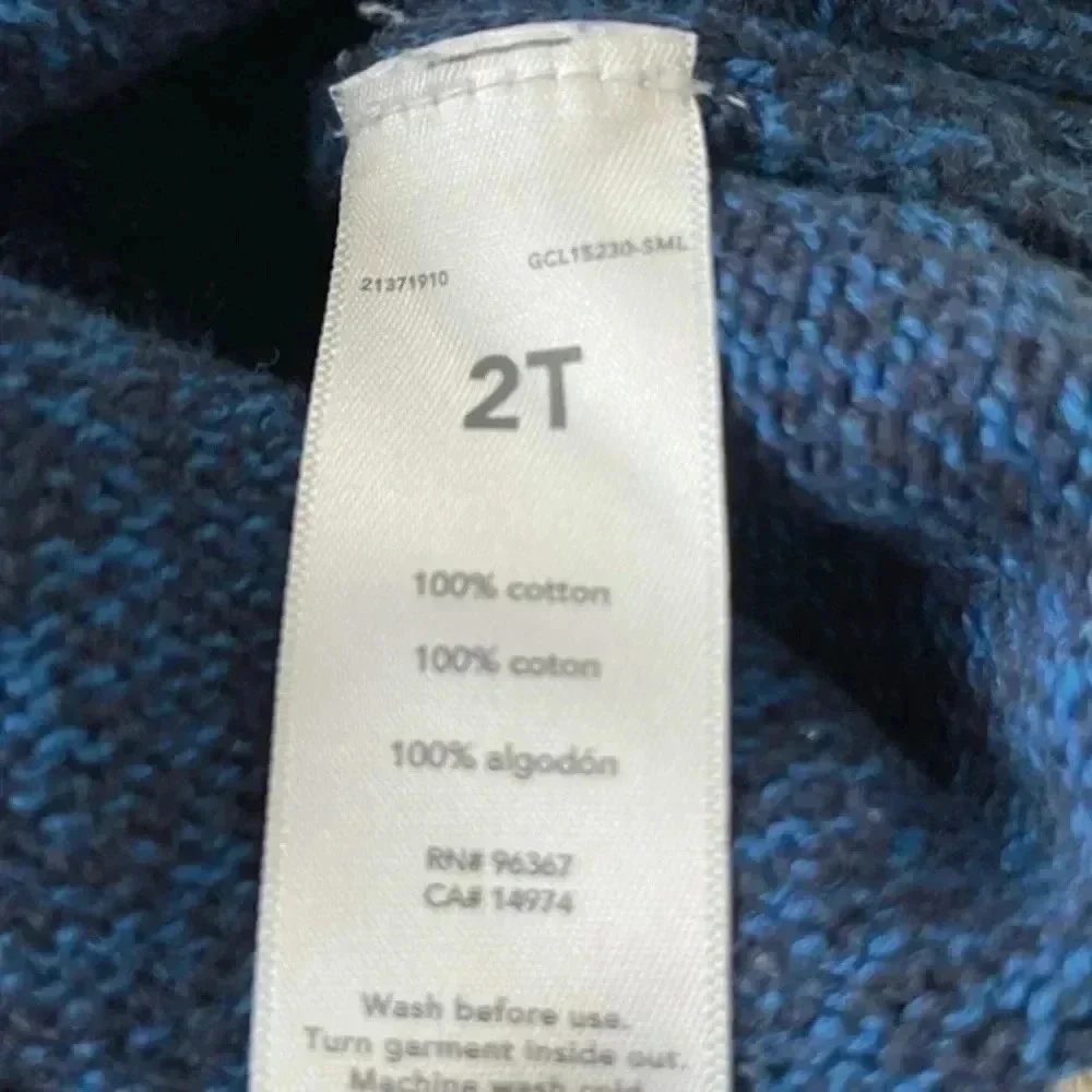 Oshkosh B’gosh boys blue/white knit cotton sweater 2T EUC